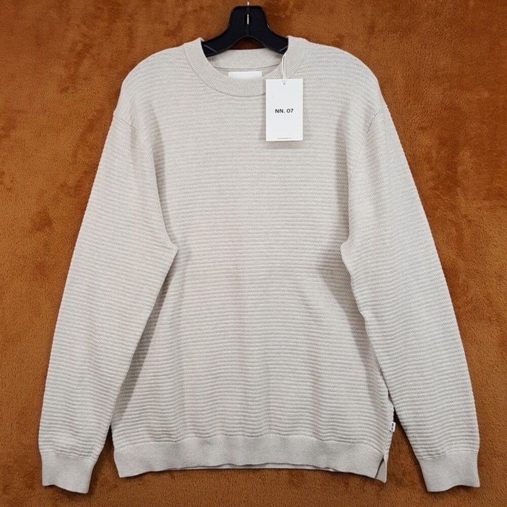NN07 Sweater Mens Medium Tan Cream Pullover Crew Textured Knit FABIAN $190